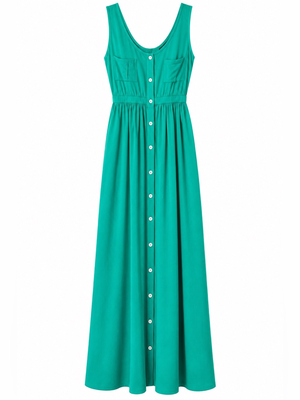 Forever 21 Teal Sleeveless Button-Front Maxi Dress